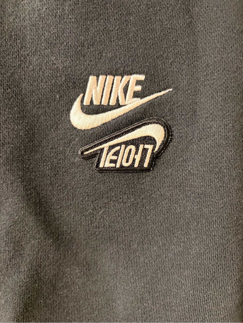 Nike Black Sweatshirt with White Swoosh and Patch